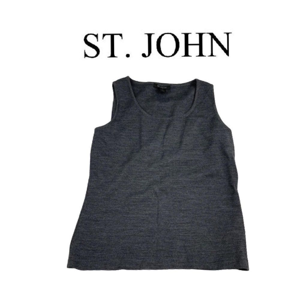 St John Charcoal Wool Blend Sleeveless Top. Sz S